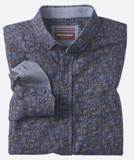 Johnston &amp; Murphy Shirt- Navy/Brown