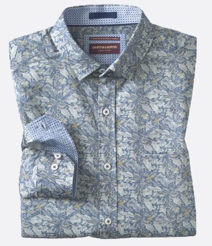 Johnston &amp; Murphy Shirt- Blue/Gray
