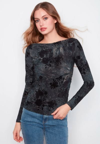 Charlie B Top Flocked- Midnight