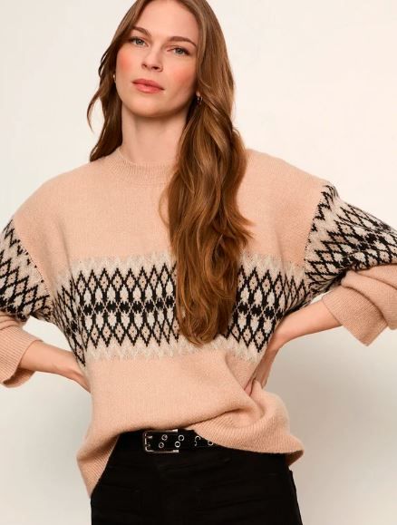 Sanctuary Sweater Argyle -Hazelnut