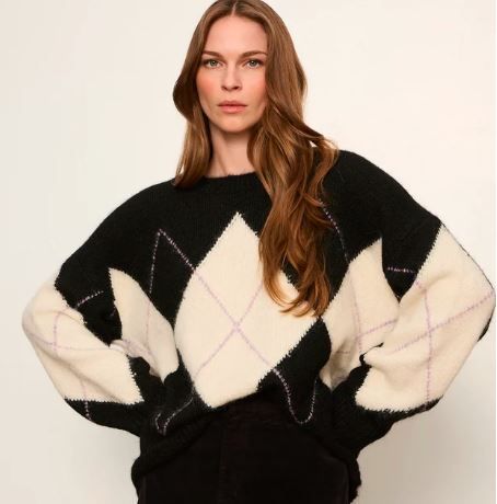 Sanctuary Sweater Argyle- Purple Smoke