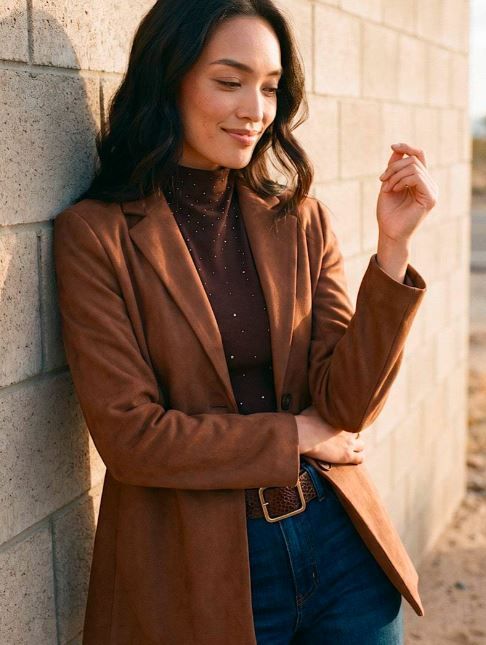 Karen Kane Blazer Suede -Mocha