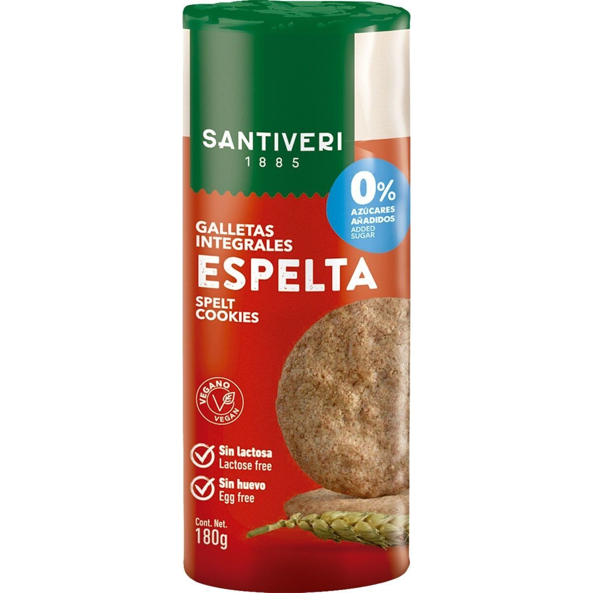 GALLETAS INTEGRALES DE ESPELTA SIN LACOTOSA 0% AZUCARES AÑADIDOS 180 g