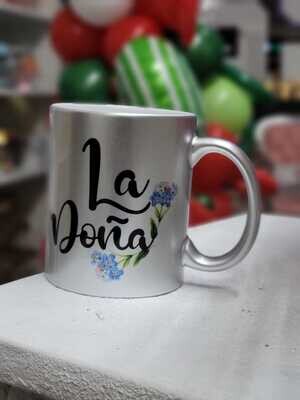 Customizable silver mug with your favorite phrase