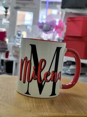Red mug handle customizable with your name