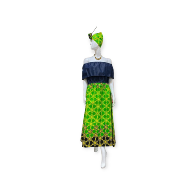 Jean Off Shoulder Green Dress