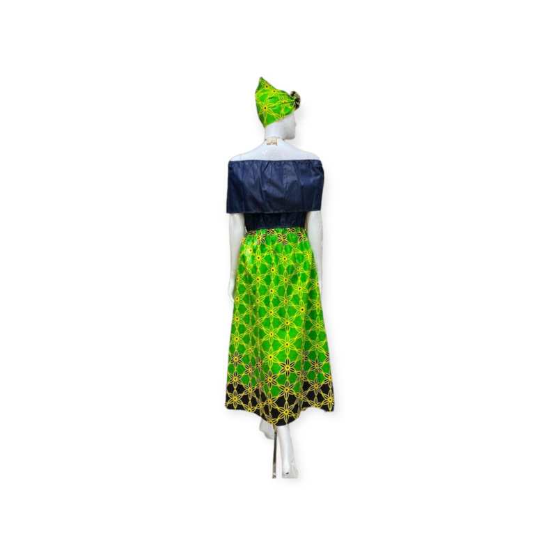 Jean Off Shoulder Green Dress