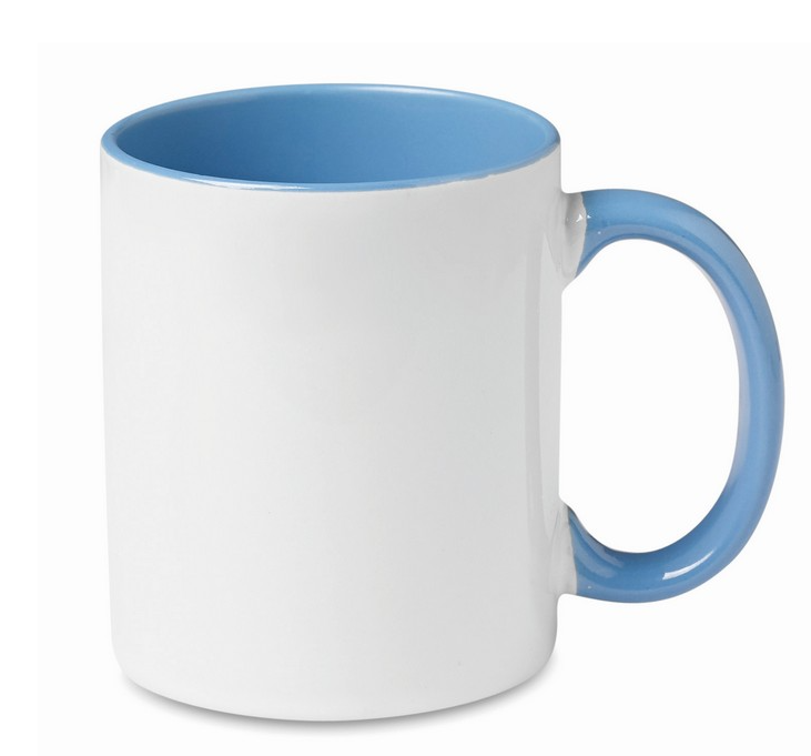 Kaffeetasse bedruckbar - hellblau/weiß
