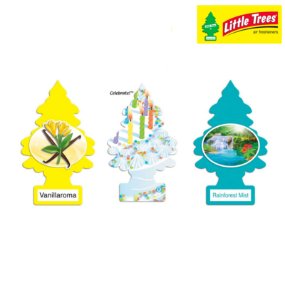 LITTLE TREES Air Fresheners (Pack of Vanillaroma, Celebrate and Rainforest Mist)