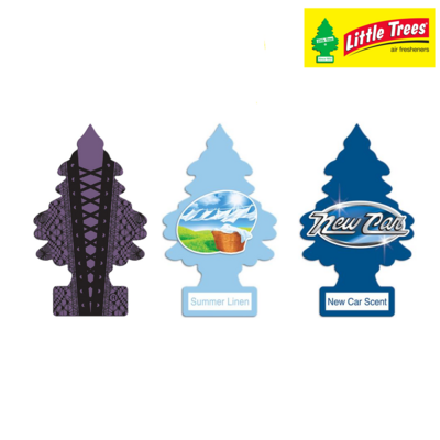 LITTLE TREES Air Freshners (Pack of New Car Scent, Black Ice, Vanillaroma, Bold Embrace and Summer Linen)