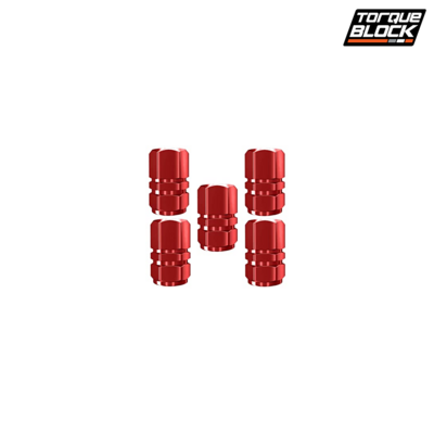 TORQUE BLOCK Aluminium Dust Valve Caps Cherry Red (Pack of 4)