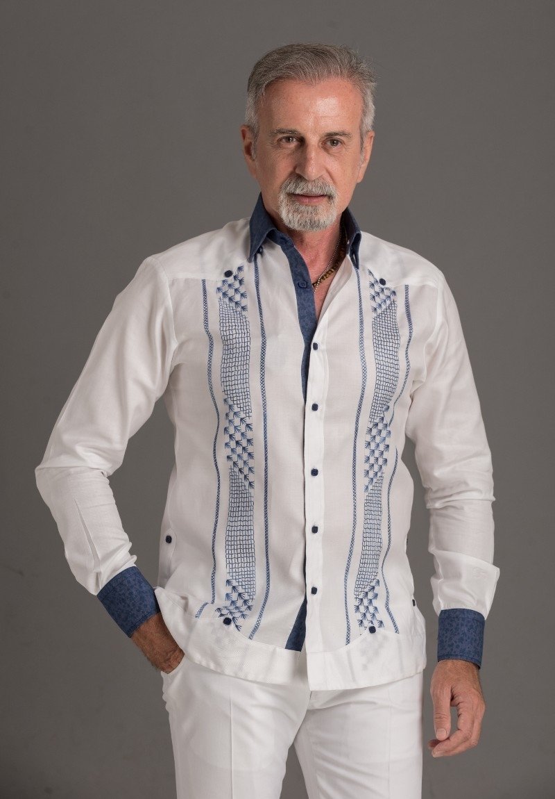 Cuban Guayabera Custom Made Fabric Lace Embroidery Cotton