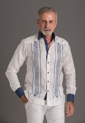 Cuban Guayabera Custom Made Fabric Lace Embroidery Cotton
