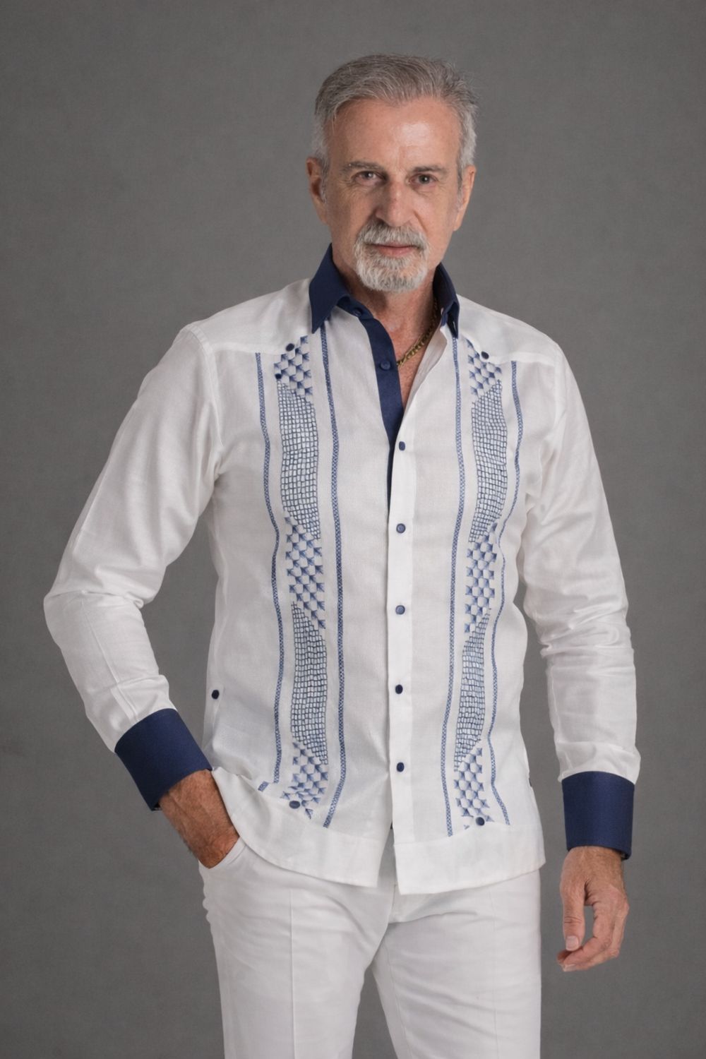 Cuban Guayabera Custom Made Fabric Lace Embroidery Cotton