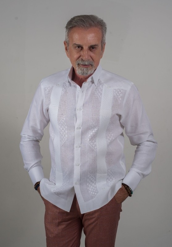 Cuban Guayabera Custom Made Fabric Lace Embroidery Linen