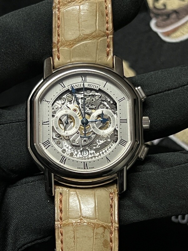 DANIEL ROTH 447.X.60 Skeleton White Gold Masters Chronograph Openworked Automatic 38mm EU