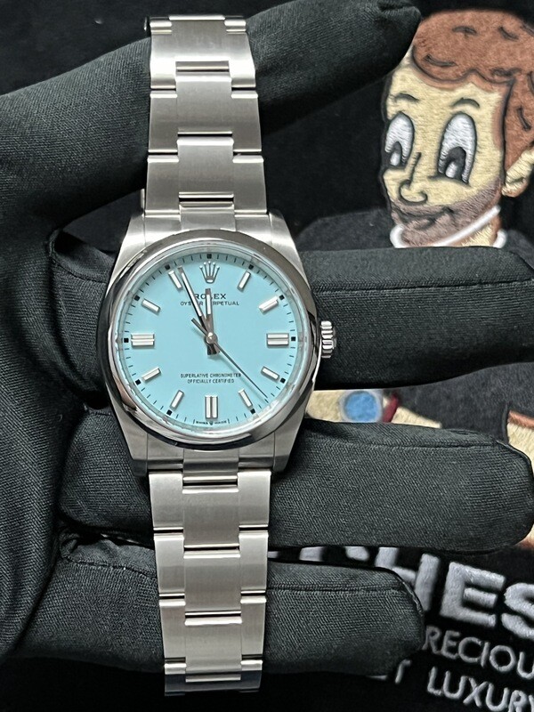 ROLEX 126000 Oyster Perpetual 36 Tiffany Blue Turquoise OP36 Stainless Steel 2022 FULL SET EU