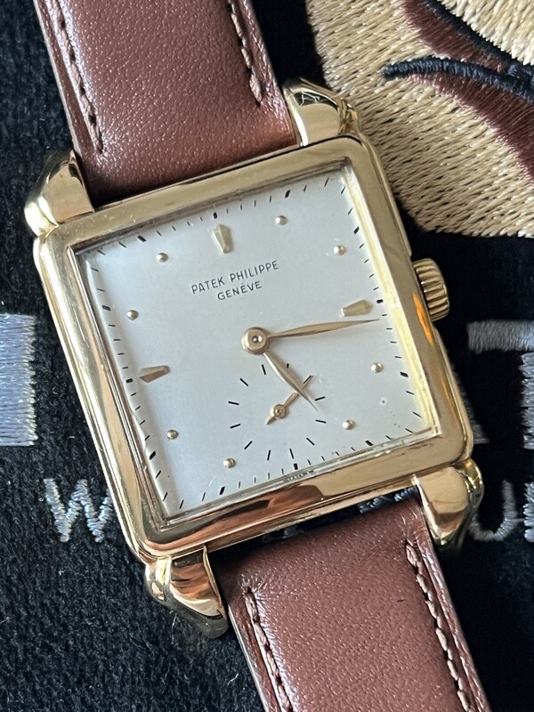PATEK PHILIPPE 2424 Flame Lugs Vintage Yellow Gold 1950 Manual 30.5mm Silver Dial EXTRACT EU