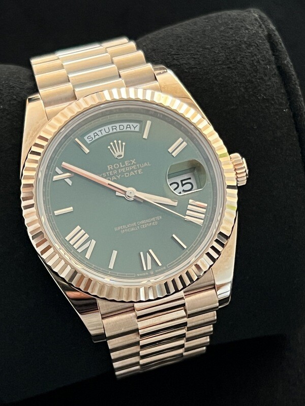 ​ROLEX 228235 Olive Green 60th Anniversary Day-Date 40 President Rose Gold 2020 FULL SET
