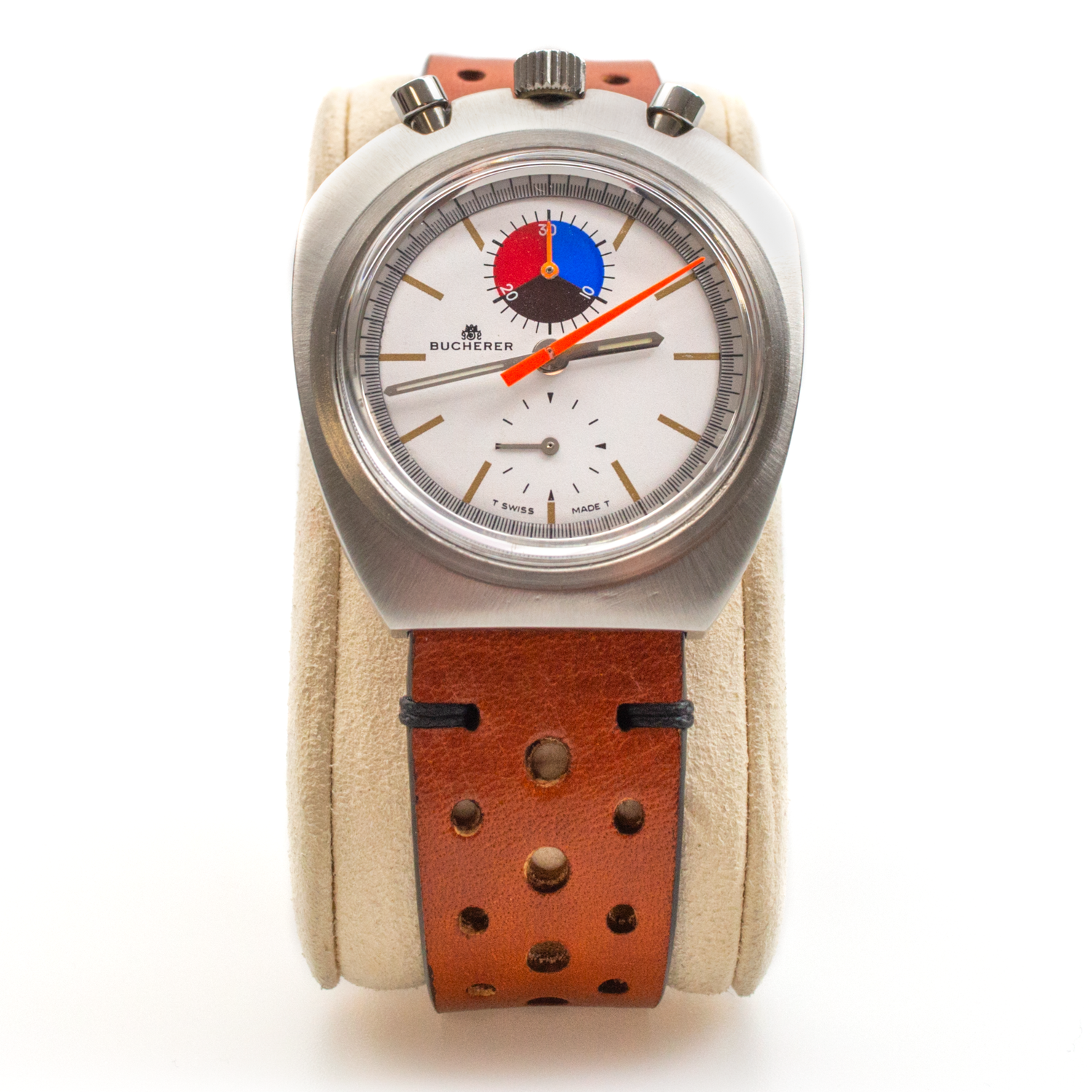 CARL F. BUCHERER Bullhead Chronograph 9702 Stainless Steel Sport Lemania Tritium Vintage 1974​