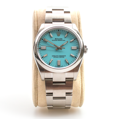 ROLEX 126000 Oyster Perpetual Tiffany Turquoise Blue 36mm OP36 Stainless Steel 2022 FULL SET