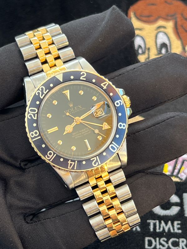 ​ROLEX GMT-Master 16753 Oyster Perpetual Yellow Gold and Steel Jubilee Nipple Dial 40mm 1982