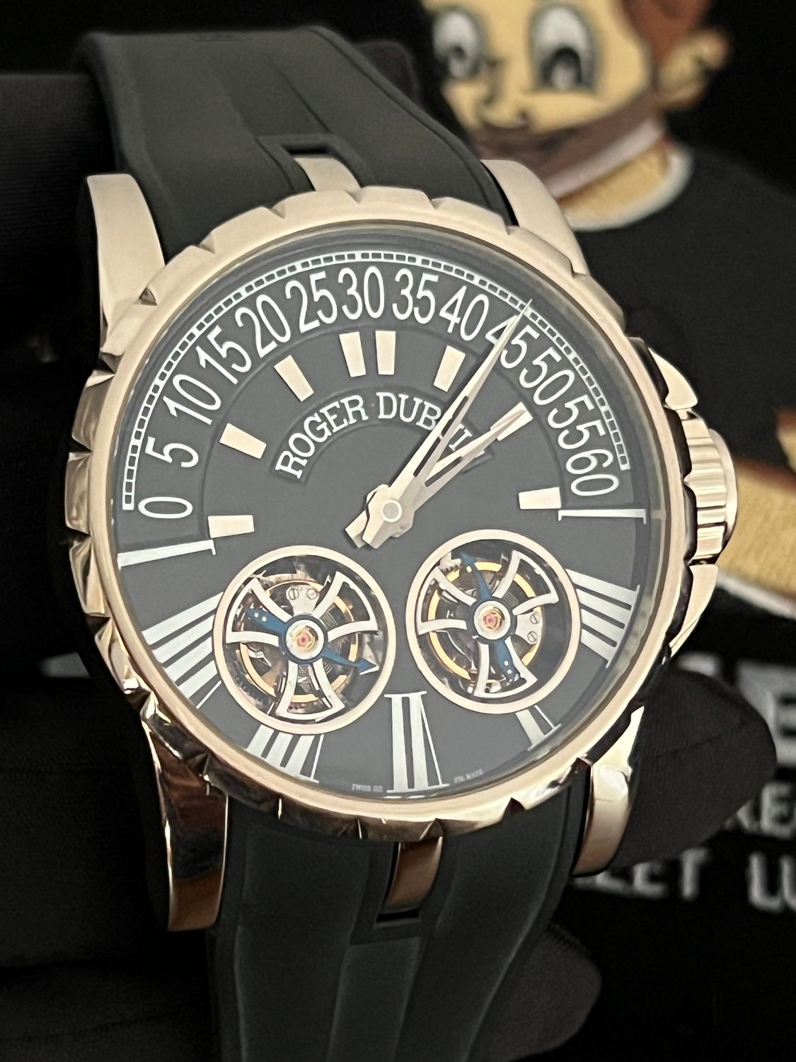 ​ROGER DUBUIS Excalibur Double Tourbillon EX 45 01 Retrograde Limited Edition /28 White Gold Black CIRCA 2008