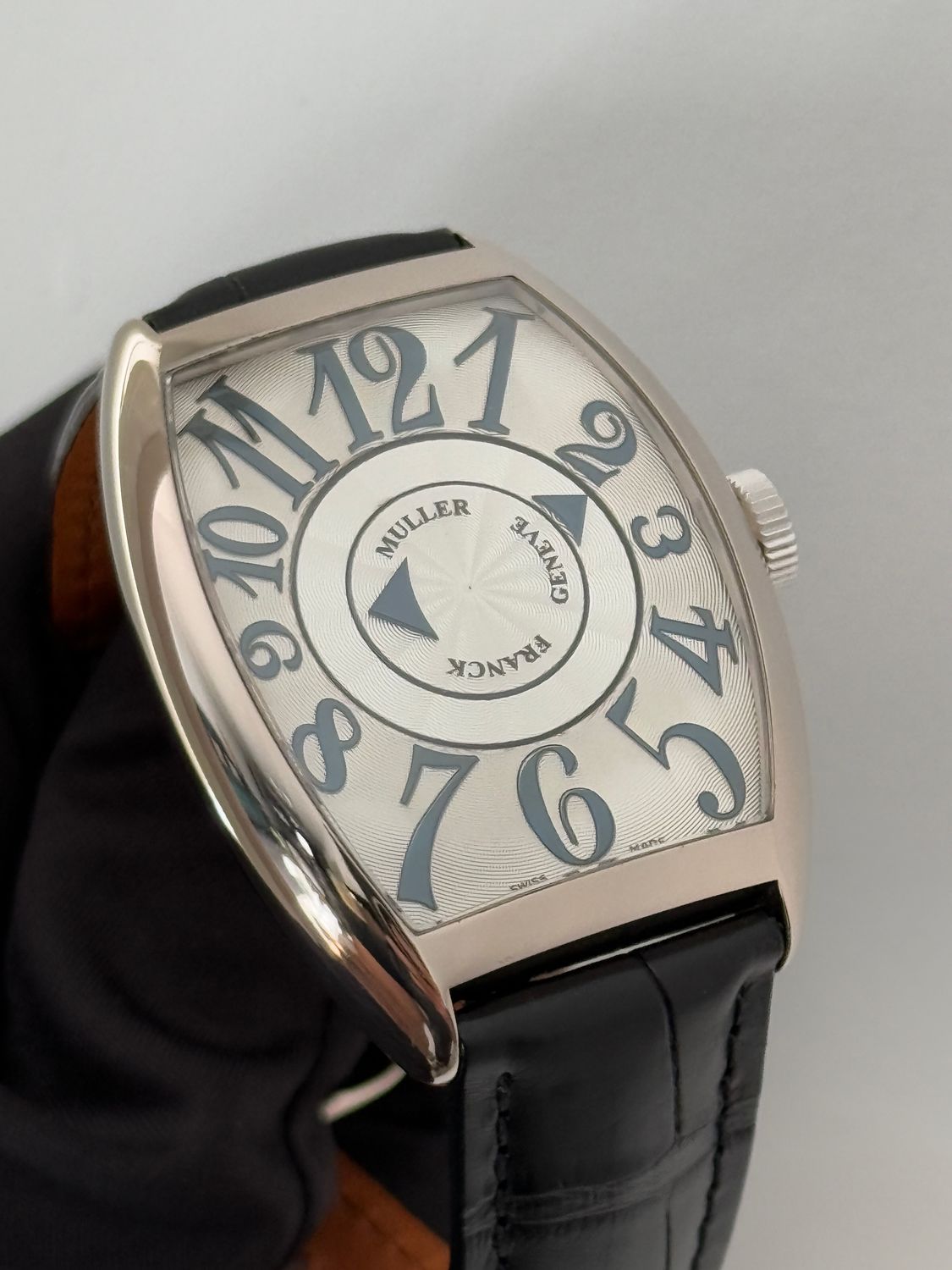 ​FRANCK MULLER Cintree Curvex Double Mystery 6850 DM 18K White Gold Circa 2020 Automatic cal. MVD FM 2800-MY 34mm x 47mm Silver FULL SET