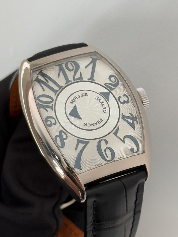 ​FRANCK MULLER Cintree Curvex Double Mystery 6850 DM 18K White Gold Circa 2020 Automatic cal. MVD FM 2800-MY 34mm x 47mm Silver FULL SET