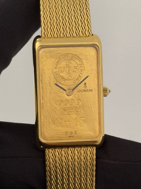 ​CORUM Ingot 15 Gram UBS 999.9 Union Bank of Switzerland Gr. 15 Vintage 18K Yellow Gold 1978 FULL SET