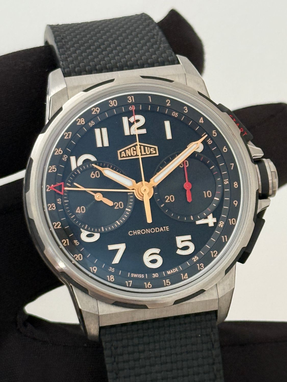 ​ANGELUS Chronodate 0CDYF.B02A.K009B Black Chronograph Titanium Carbon Automatic 42.5mm FULL SET 2024