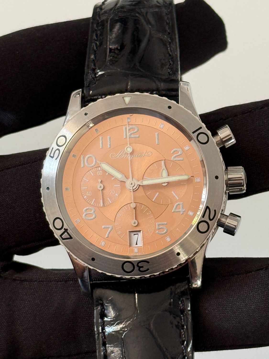 BREGUET ​Type XX 3820 Salmon Dial Chronograph Date Stainless Steel Transatlantique 39mm FULL SET