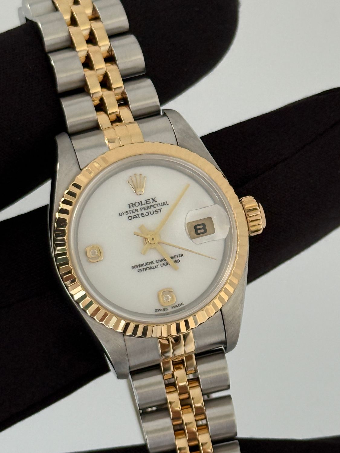 ​ROLEX Lady-Datejust 79173 White Opal Diamond Dial Yellow Gold Stainless Steel Jubilee Automatic 2001