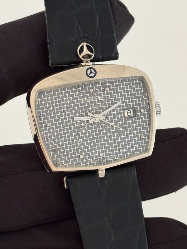 ​BUECHE GIROD Mercedes Benz 11702 Car Radiator Grille Tristar Date White Gold Automatic 1960&#39;s 37mm