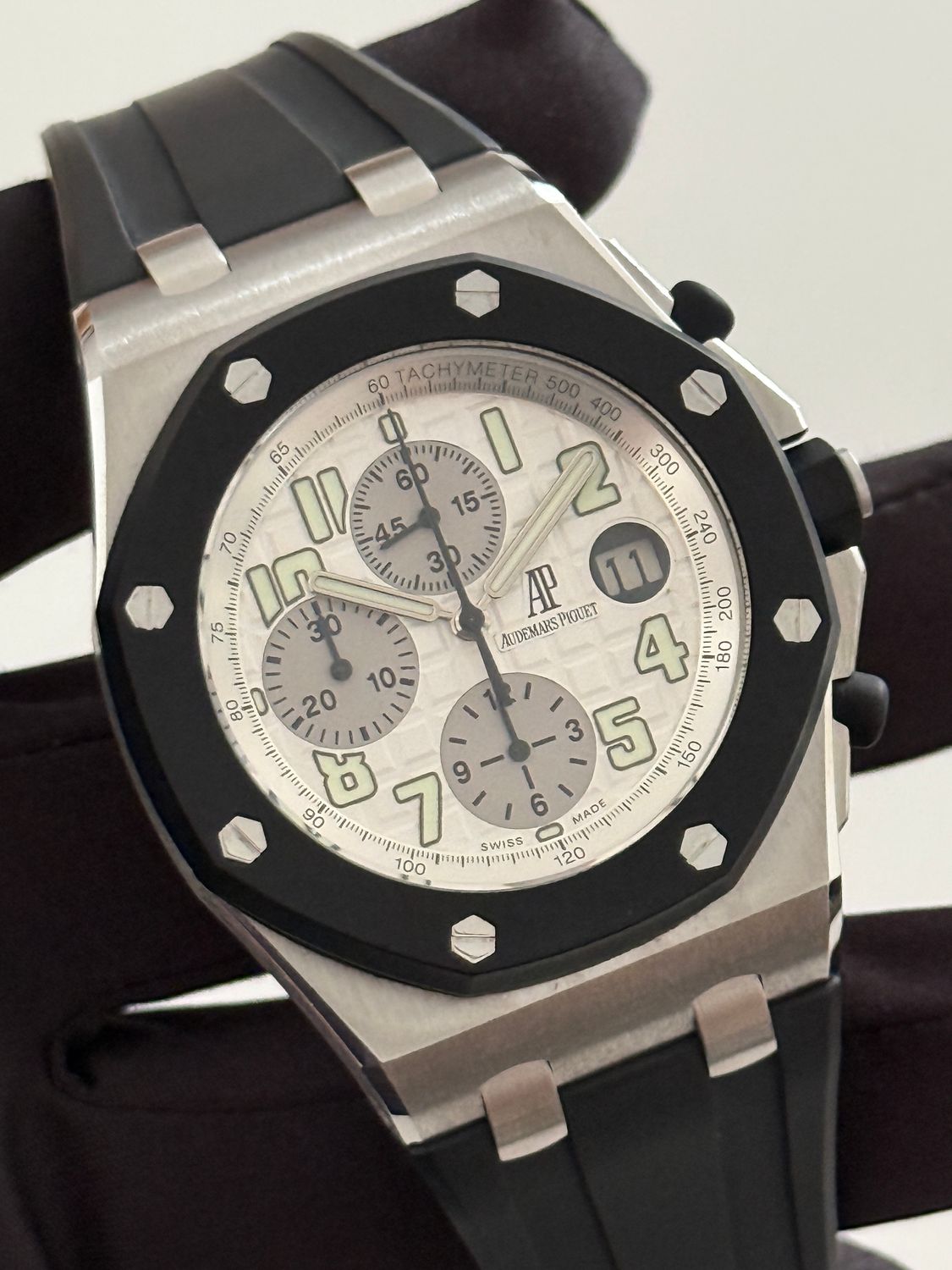 ​AUDEMARS PIGUET Royal Oak Offshore Chronograph 25940SK Rubber Clad White Stainless Steel F Series 42mm FULL SET 2007