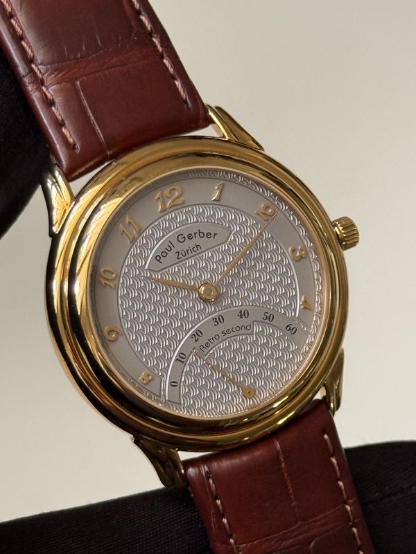 PAUL GERBER Zurich Retro Second 153SP Retrograde Breguet Yellow Gold 36mm Manual Cal. 15 FULL SET 2024 PAUL GERBER Zurich Retro Second 153SP Retrograde Breguet Yellow Gold 36mm Manual Cal. 15 FULL SET 2024