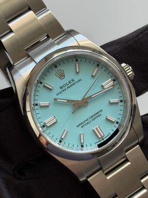 ROLEX Oyster Perpetual 36 Tiffany Turquoise Blue 126000 OP36 Stainless Steel 36mm FULL SET STICKERS 2022