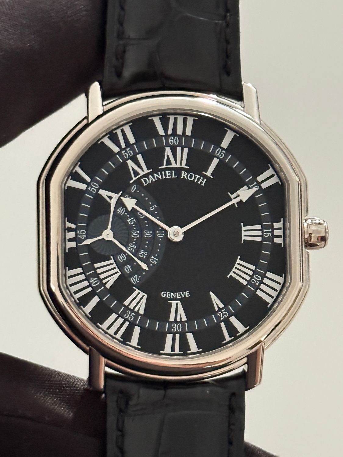 DANIEL ROTH Academie Athys II 109.Y.60 Ellipse Black Roman Small Seconds 18k White Gold 44mm Manual FULL SET 2022 DANIEL ROTH Academie Athys II 109.Y.60 Ellipse Black Roman Small Seconds 18k White Gold 44mm Manual FULL SET 2022