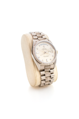 ROLEX 18249 Day-Date 36mm President White Gold Bark Finish Diamond Dial Factory Set 1991