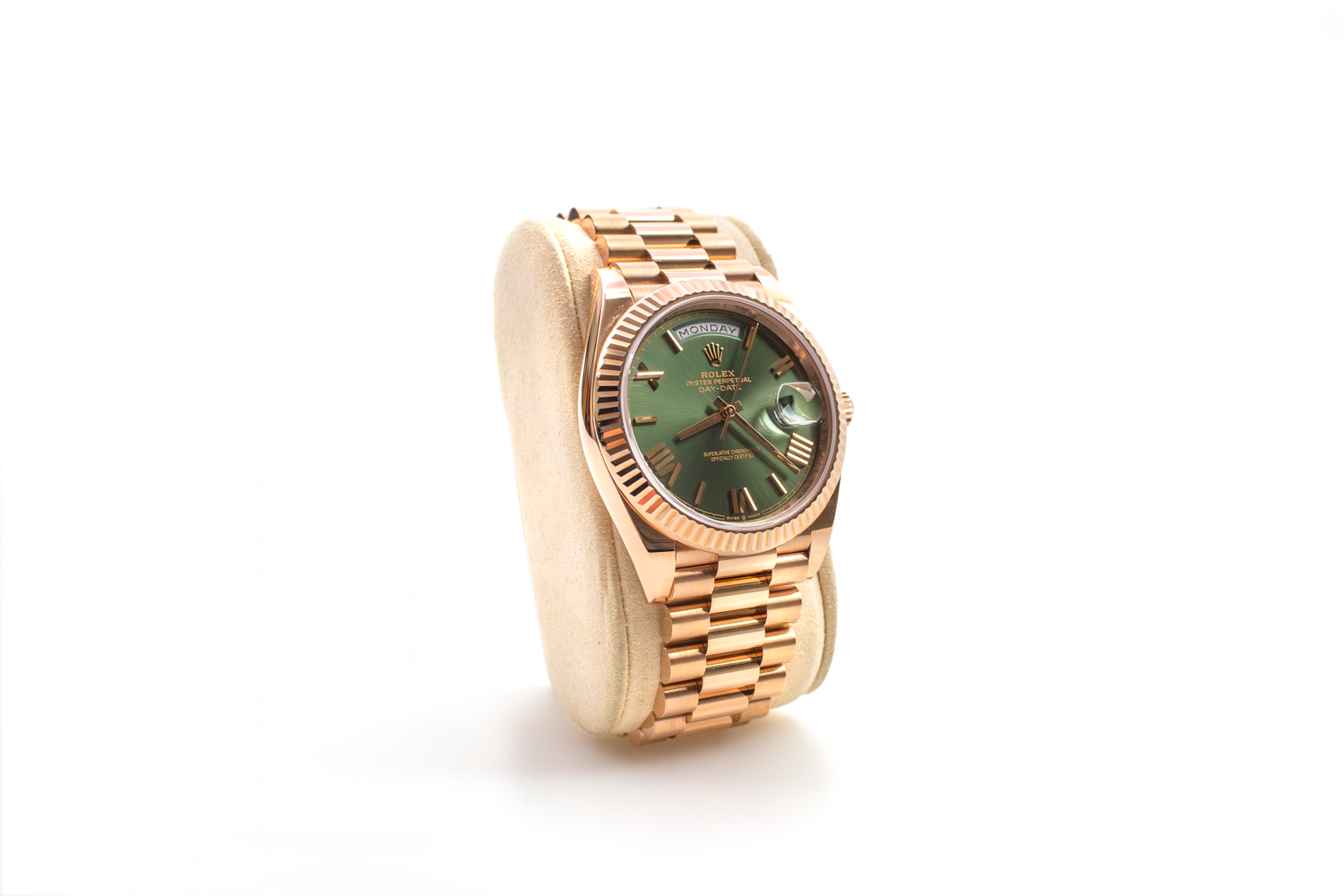 ​ROLEX 228235 Olive Green 60th Anniversary Day-Date 40 President Rose Gold 2020 FULL SET