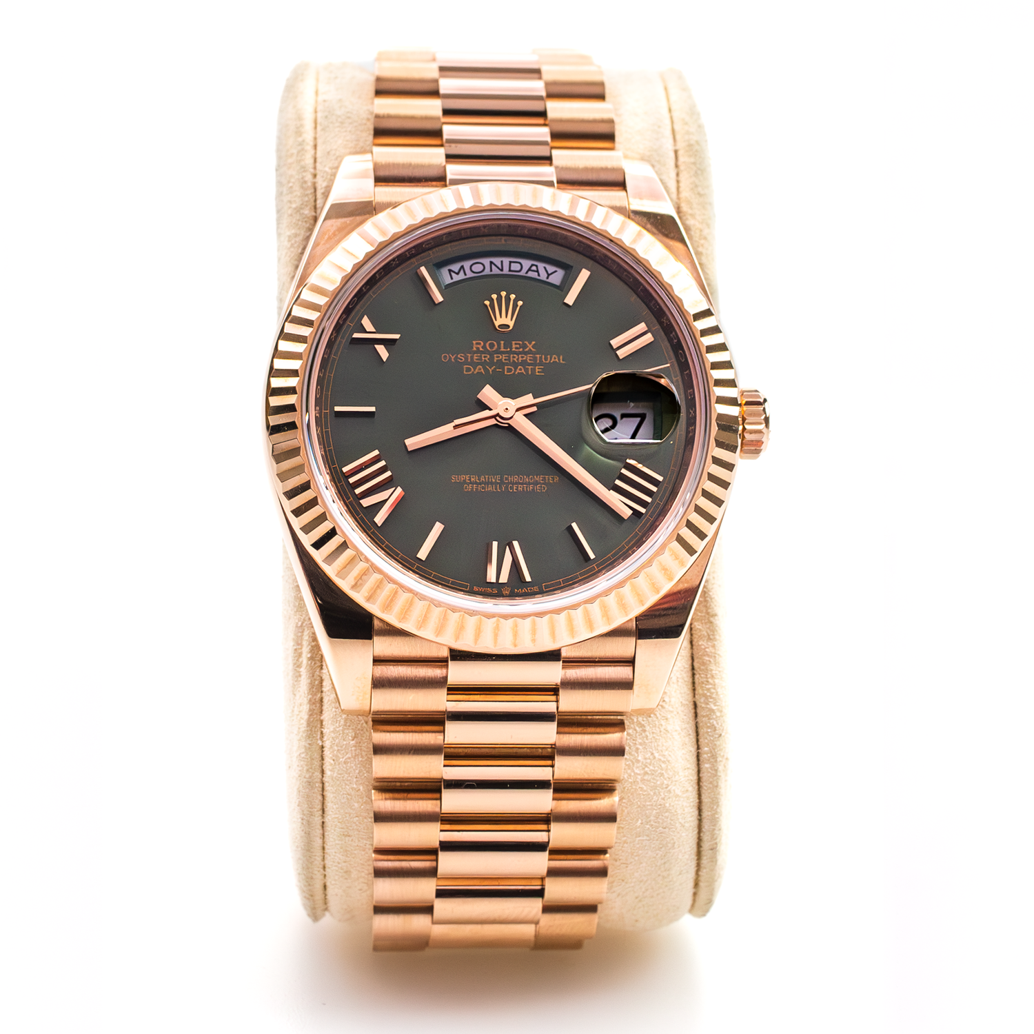 ROLEX 228235 Olive Green 60th Anniversary Day-Date 40 President Rose Gold 2020 FULL SET ROLEX 228235 Olive Green 60th Anniversary Day-Date 40 President Rose Gold 2020 FULL SET