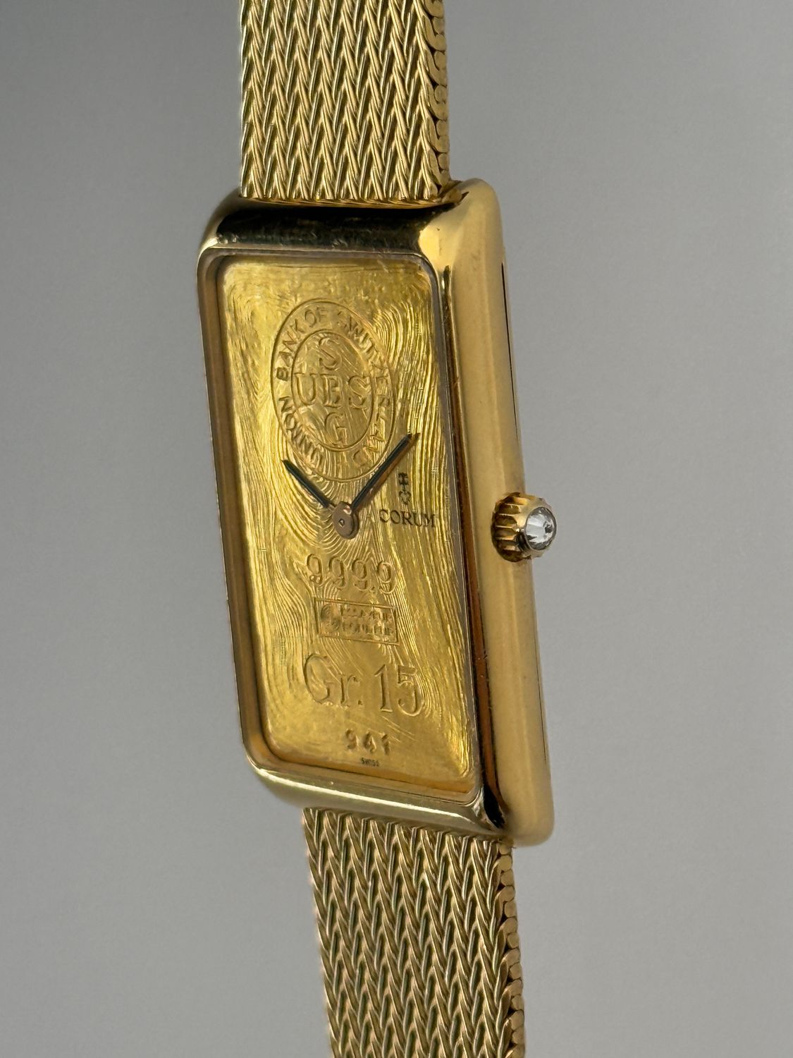 ​CORUM Ingot 15 Gram UBS 999.9 Union Bank of Switzerland Gr. 15 Vintage 18K Yellow Gold 1978 FULL SET