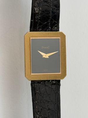 PIAGET Protocole 4154 Black Onyx 18K Yellow Gold Manual 1990’s Ladies Vintage 23mm x 20mm