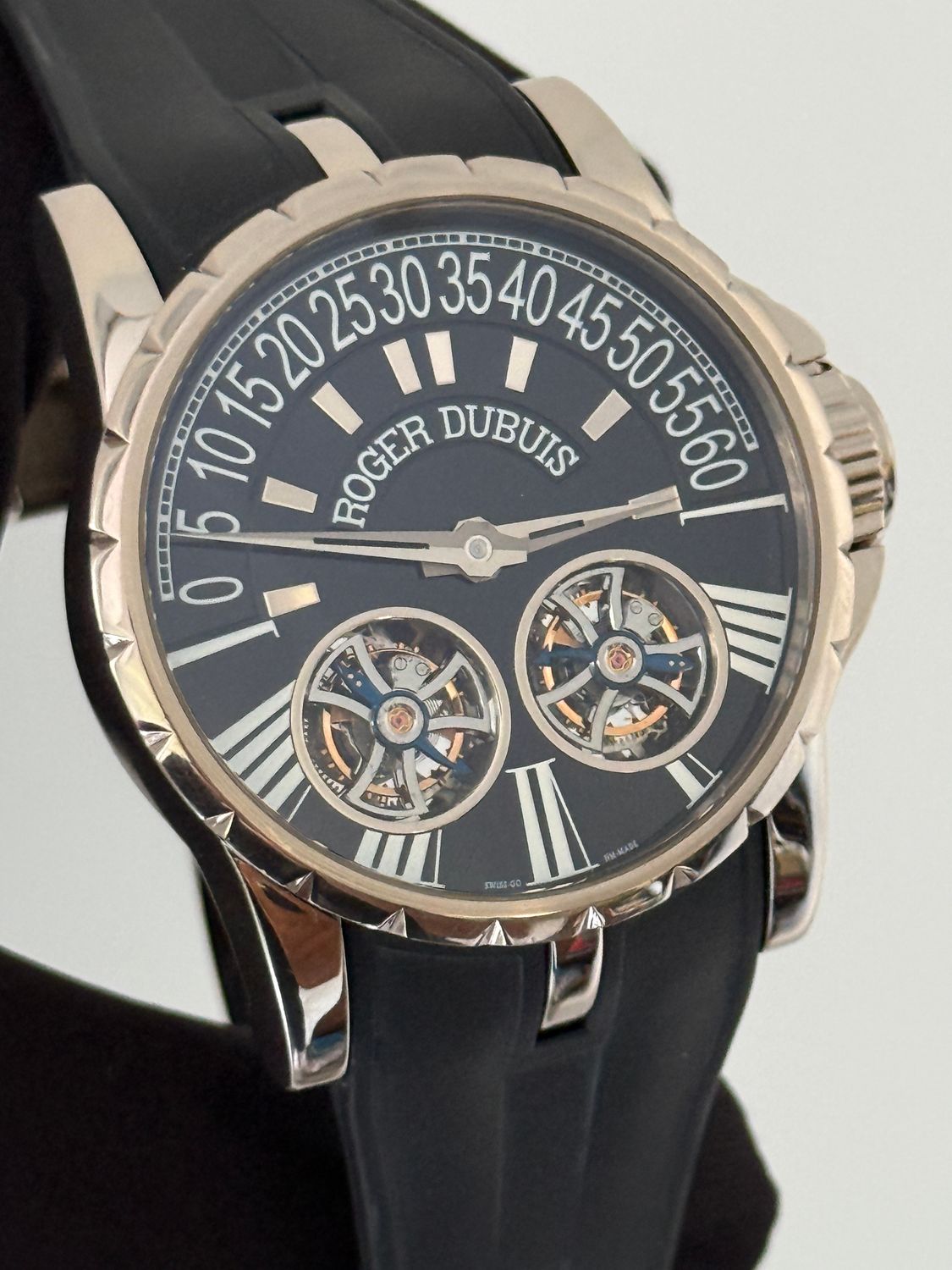 ​ROGER DUBUIS Excalibur Double Tourbillon EX 45 01 Retrograde Limited Edition /28 White Gold Black CIRCA 2008