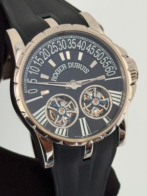 ​ROGER DUBUIS Excalibur Double Tourbillon EX 45 01 Retrograde Limited Edition /28 White Gold Black CIRCA 2008