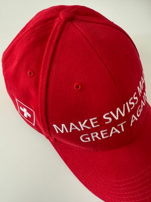 H. MOSER &amp; CIE. MAKE SWISS MADE GREAT AGAIN Red Adjustable Cap Hat MAGA 2024