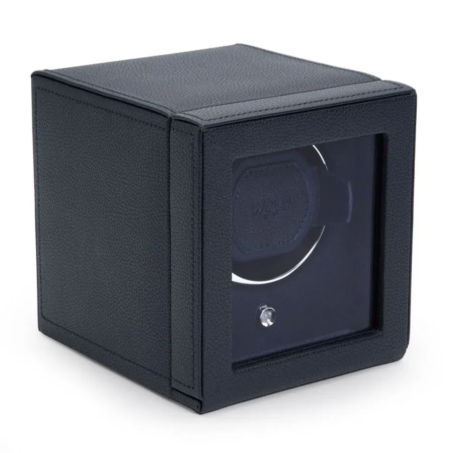 WOLF Watch Winder Cub Single with Cover NAVY BLUE Leather Chrome - NEW