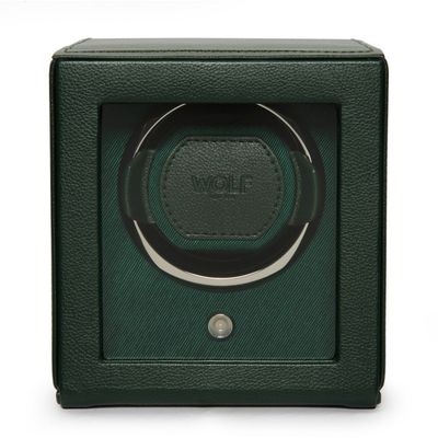 WOLF Watch Winder Cub Single with Cover GREEN Leather Chrome - NEW WOLF Watch Winder Cub Single with Cover GREEN Leather Chrome - NEW