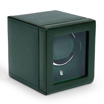 WOLF Watch Winder Cub Single with Cover GREEN Leather Chrome - NEW