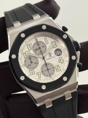 AUDEMARS PIGUET Royal Oak Offshore Chronograph 25940SK Rubber Clad White Stainless Steel F Series 42mm FULL SET 2007 AUDEMARS PIGUET Royal Oak Offshore Chronograph 25940SK Rubber Clad White Stainless Steel F Series 42mm FULL SET 2007
